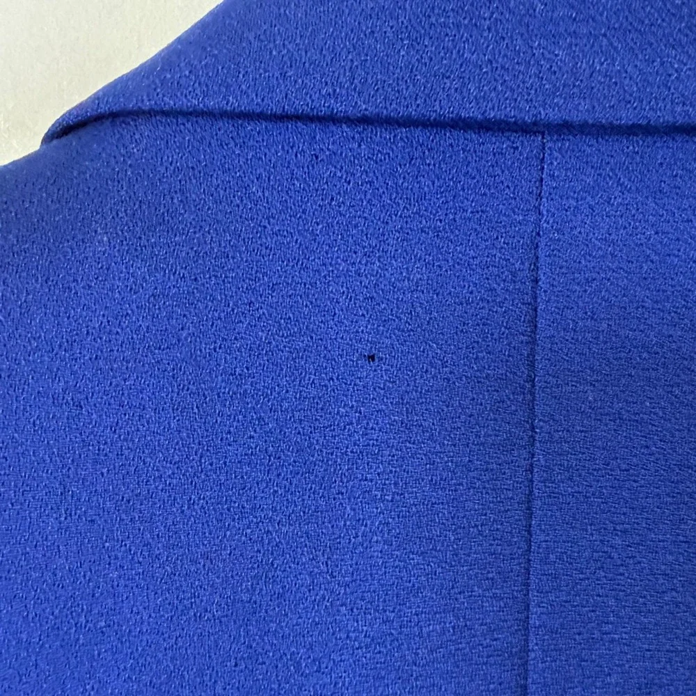 Good Christian Dior Blazer Womens 12 Blue Wool Double Breasted Gold Button Flaws